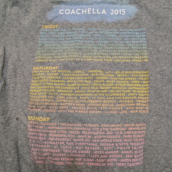 Coachella 2015 Hoodie Full Zip Adult M Gray Music Concert - Picture 8 of 9